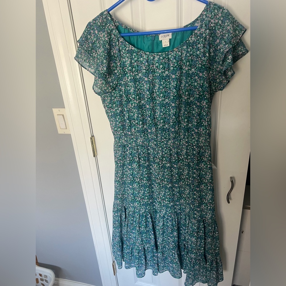 J. Crew Factory Teal Floral Midi Dress